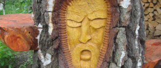 Деревянное лицо человека из основания дерева